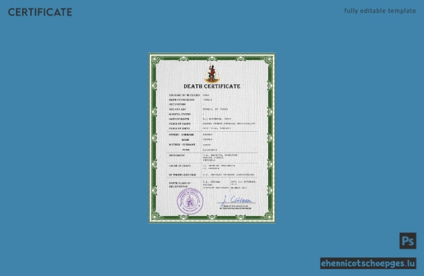 Vanuatu Personenstandsdaten Sterbeurkunde PSD-Beispielvorschau